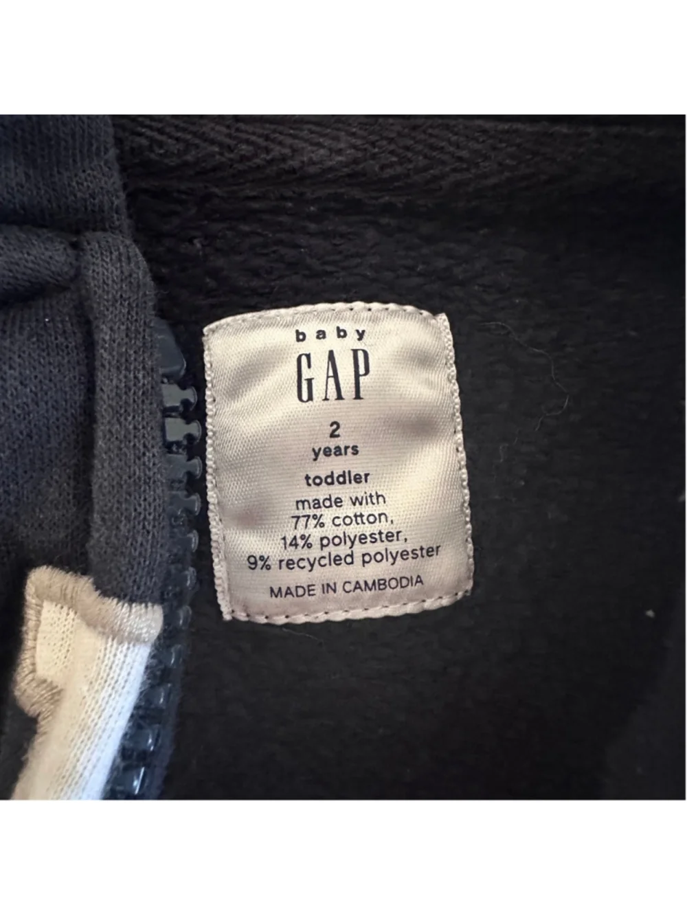Baby GAP Hoodie 2T Navy Blue Logo Zip Up Toddler Sweatshirt